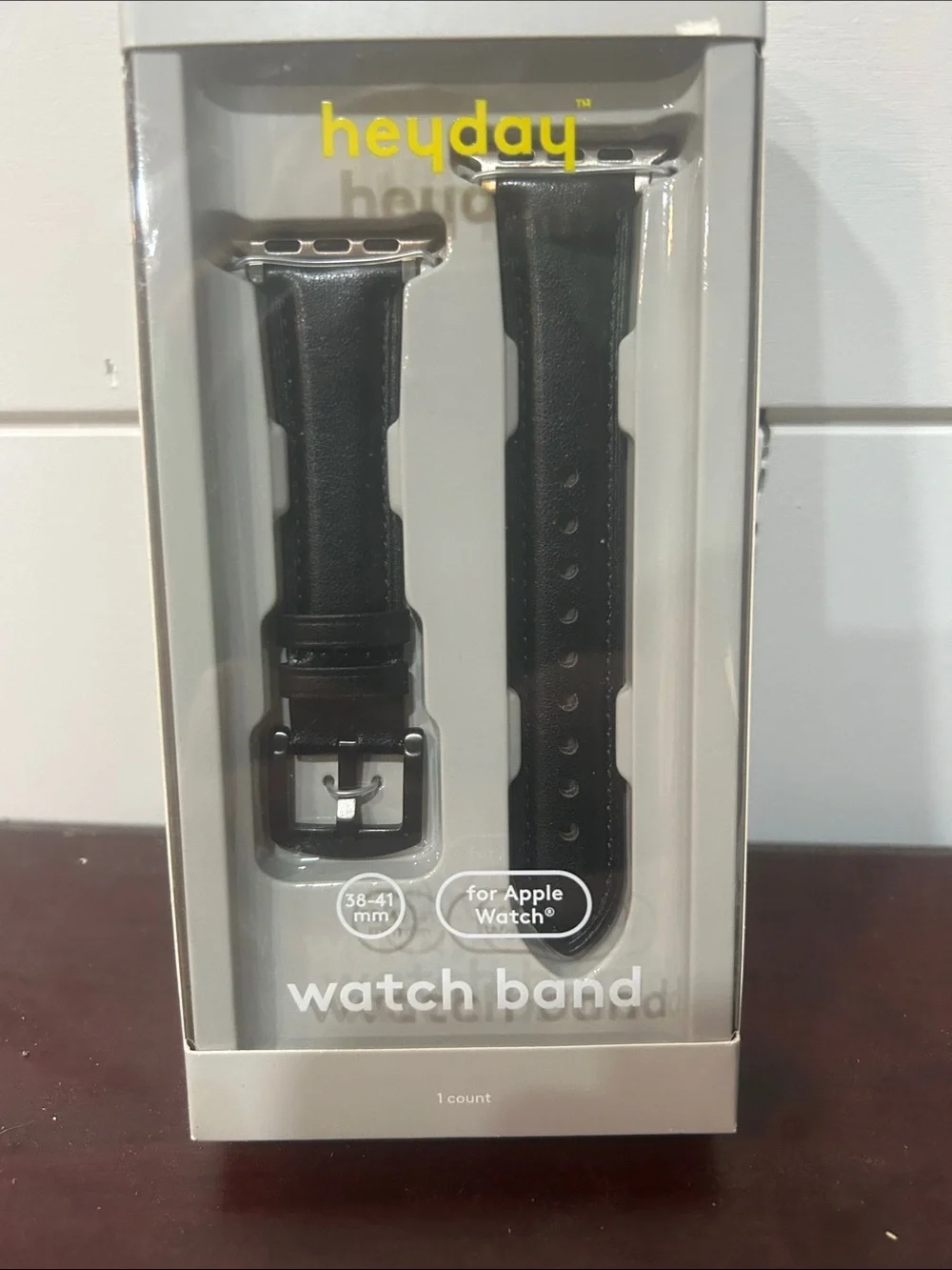 heyday Black Leather Watch Band for Apple Watch (38–41 mm)